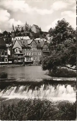 Ansichtskarte Marburg an der Lahn Stadtpartie am Wehr 1958