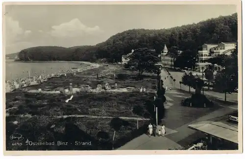 Ansichtskarte Binz (Rügen) Strand,Promenade - Villen 1928