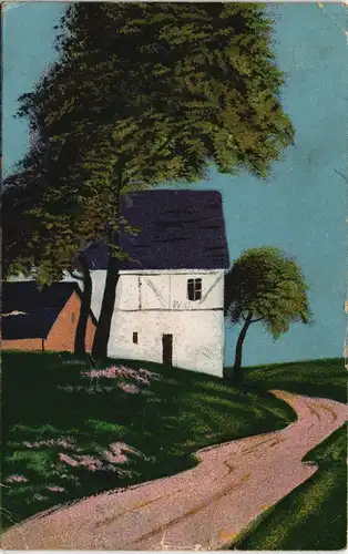 Ansichtskarte  Eingang ins Dorf - Künstlerkarte 1914
