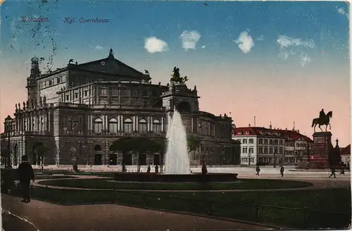 Ansichtskarte Innere Altstadt-Dresden Semperoper 1921