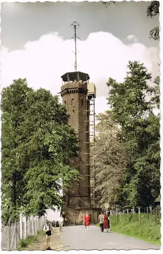 Ansichtskarte Heidelberg Königstuhl, belebt - Turm Color-Aufnahme 1954