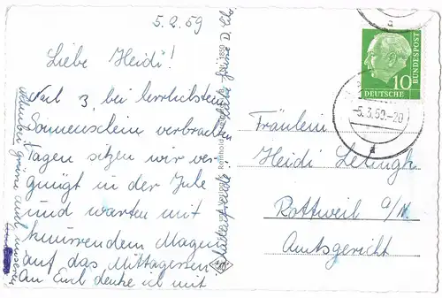 Ansichtskarte Feldberg (Schwarzwald) Feldberg, Skilift, Skifahrer 1959