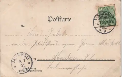 Ansichtskarte Burg (Spreewald) Kirchgang 1901  gel. Ankunftsstempel Bad Muskau