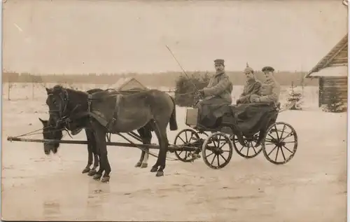 .Russland Rußland Россия deutsche Soldaten in Kutsche 1916 Privatfoto