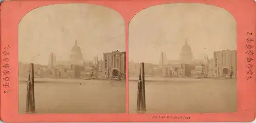 London Waterloobrigde, Stadt CDV Kabinettfoto 1885 3D/Stereoskopie