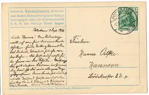 Adel Herzogin von Braunschweig mit Mann und Kindern 1915  gel. Stempel Potsdam