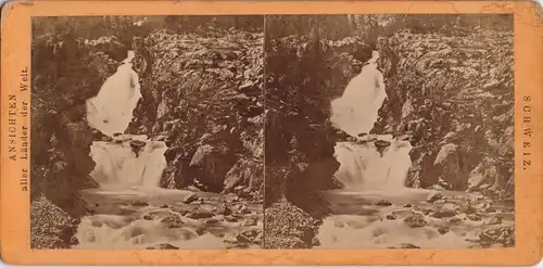 .Schweiz Schweiz Suisse Helvetia Wasserfall  CDV Kabinettfoto 1883 Stereoskopie