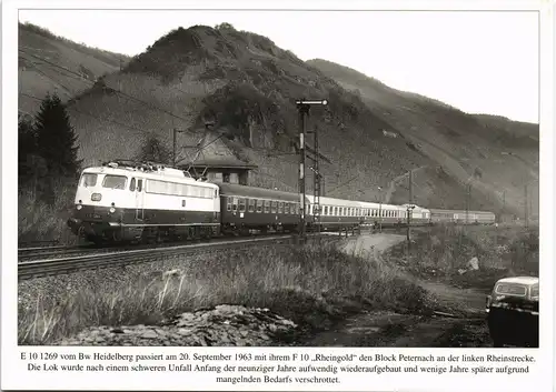 E-Lok vom Bw Heidelberg passiert 1963  "Rheingold“ Peternach Rheinstrecke 1980