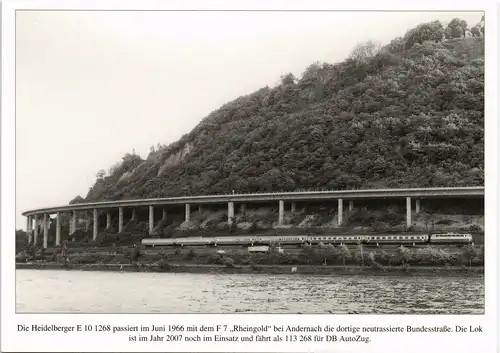 1966 Rheingold Personenzug bei Andernach an der Rheinstrecke 1980