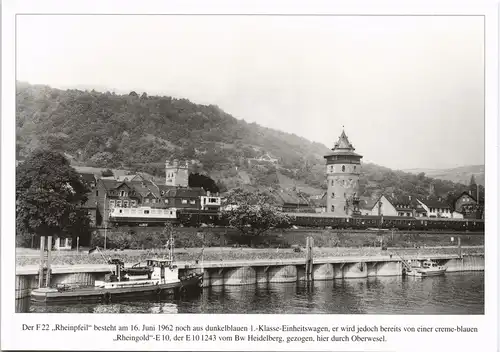 Ansichtskarte  F22 Rheinpfeil 1962 passiert Oberwesel am Rhein 1980