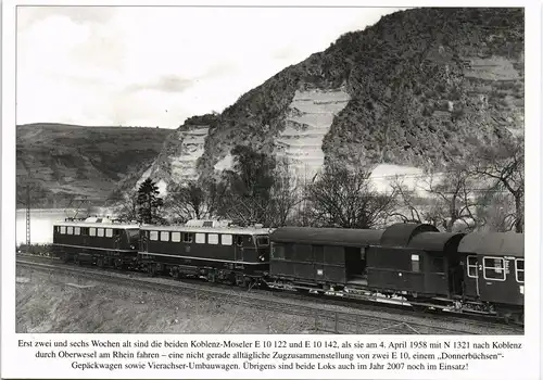 Zugzusammenstellung von zwei E-Loks bei Oberwesel am Rhein 1980