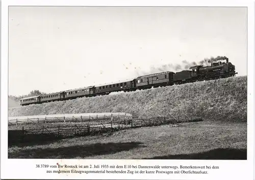 Ansichtskarte  Eisenbahn Zug Dampf-Lokomotive anno 1935 bei Dannenwald 1980