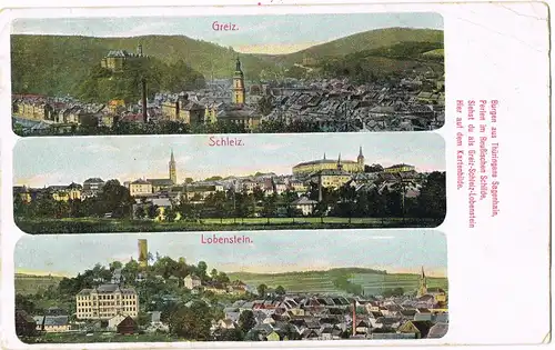 Ansichtskarte Schleiz 3 Bild Schleiz Greiz Lobenstein 1910