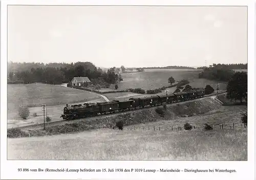Ansichtskarte  Dampflok Güterzug bei Winterhagen anno 1938 1980
