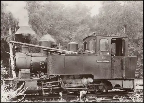 Eisenbahn Dampflokomotive DDR Sammelkarte Muskau Waldeisenbahn 1970