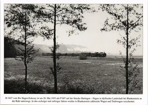 Eisenbahn Zug Lokomotive anno 1933 Zugverkehr bei Blankenstein a.d. Ruhr 1980