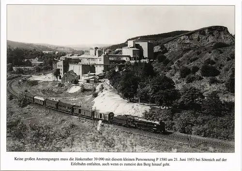 Eisenbahn Zug Lokomotive Personenzug bei Sötenich a.d. Eifelbahn anno 1953 1980