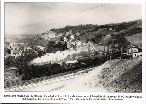 Ansichtskarte  Eisenbahn Zug Lokomotive Rheintalbahn Dampflok anno 1957 1980