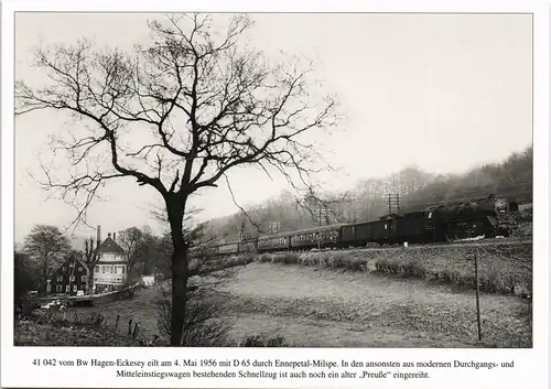 Ansichtskarte  Eisenbahn Bahnverkehr anno 1956 Zug bei Ennepetal-Milspe 1980