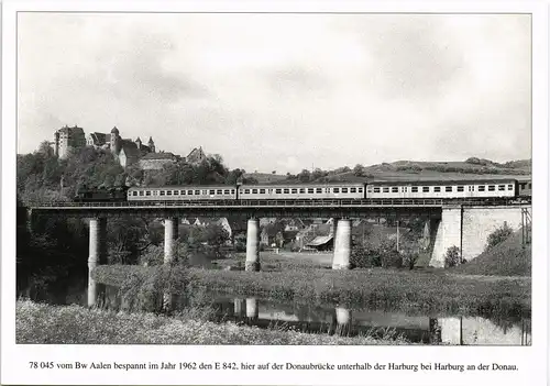 Verkehr Eisenbahn Lokomotive anno 1962 Zug bei Harburg a.d. Donau 1980