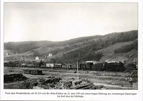 Eisenbahn Lokomotive anno 1953 Güterzug bei Kall Eifelbahn 1980