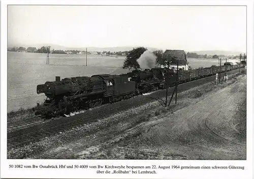 Ansichtskarte  Eisenbahn Lokomotive anno 1964 Güterzug bei Lembruch 1980