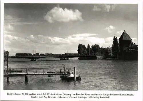 Eisenbahn Lokomotive anno 1954 Güterzug Rhein-Brücke bei Konstanz 1980