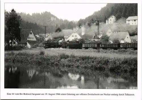 Eisenbahn Zug Motiv anno 1966 Güterzug bei Talhausen am Neckar 1980