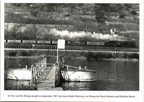 Eisenbahn Zug Motiv anno 1967 Kohle-Güterzug auf d. Rheinstrecke 1980