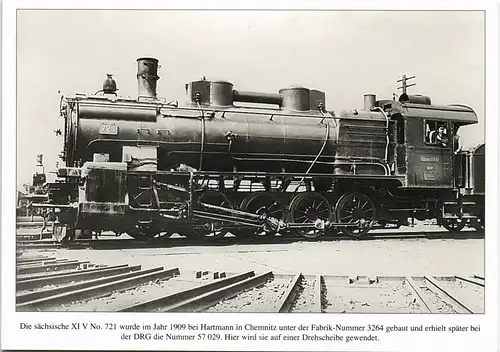 Ansichtskarte  Eisenbahn Zug Lokomotive anno 1909 Baureihe 721 1980