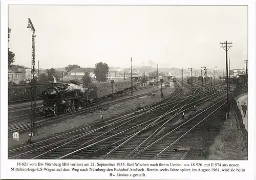 Eisenbahn Zug Lokomotive anno 1955 Personenzug Bahnhof Ansbach 1980
