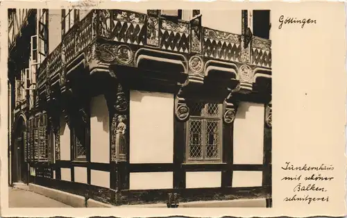 Ansichtskarte Göttingen Junkerhaus mit Balkenschnitzerei 1932