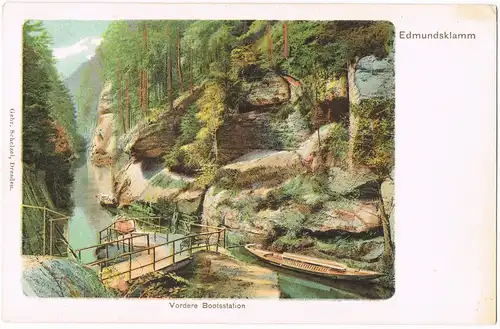 Jonsdorf (CZ) Janov Edmundsklamm Vordere Bootsstation - Künstlerkarte 1905
