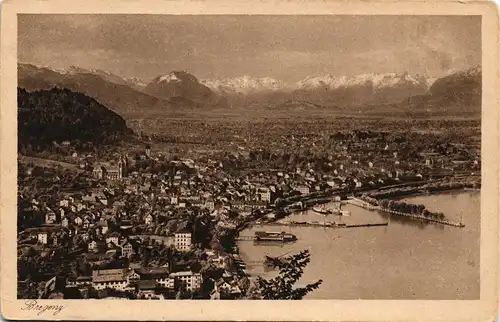 Ansichtskarte Bregenz Stadt mit Alpen 1932