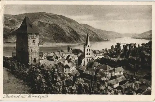 Ansichtskarte Bacharach Stadt vom Weinberg aus 1928