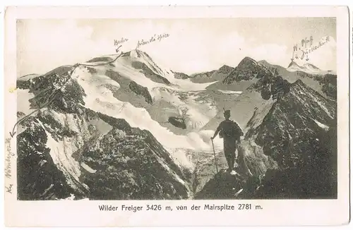 Ansichtskarte Neustift im Stubaital Wilder Freiger Mairspitze Bergsteiger 1923