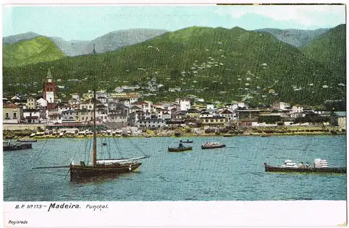 Postcard Funchal Stadtpartie - Madeira 1911