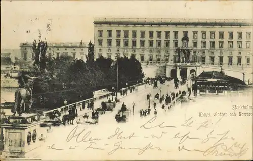 Postcard Stockholm Schloß und Brücke 1899