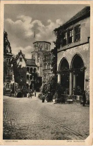 Ansichtskarte Heidelberg Schlosshof 1934  gel. Bahnpost-Stempel