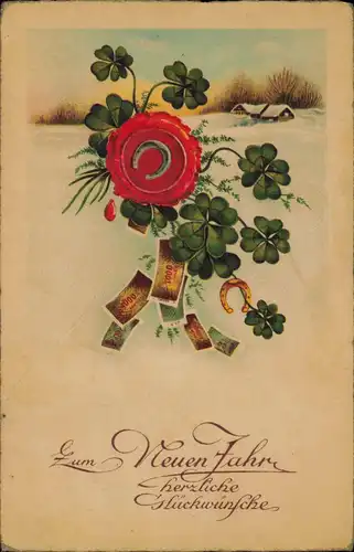 Ansichtskarte  Winterlandschaft, Siegel Geldscheine Kleeblatt 1936