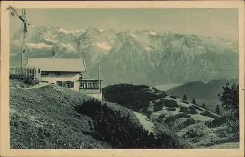 Ansichtskarte Mittenwald Alpen Wankhaus (1780 m) gegen Karwendel 1930 #