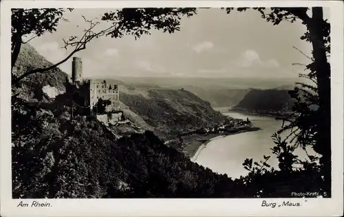 Wellmich-St. Goarshausen Burg Maus 1935  gel. Sonderstempel Boppard