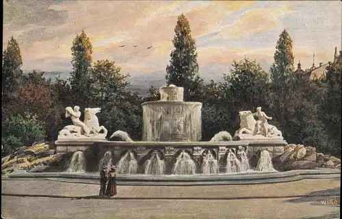 München Lenbachplatz mit Wittelsbacherbrunnen WIRO Künstlerkarte 1925