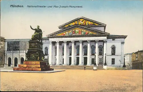 Ansichtskarte München Nationaltheater und Max-Joseph-Monument 1925