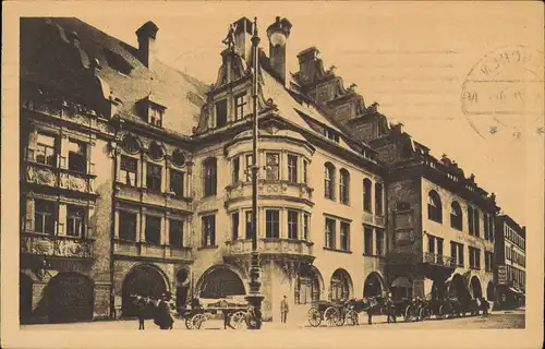 Ansichtskarte München Hofbräuhaus, Kutschen 1925