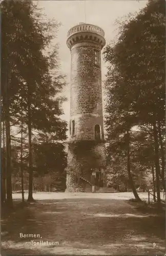 Ansichtskarte Barmen-Wuppertal Toelleturm 1927 gel. Sonderstempel BAREWO