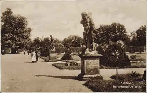 Herrenhausen-Hannover Herrenhauser Anlagen - Statuen, Fotokarte 1927