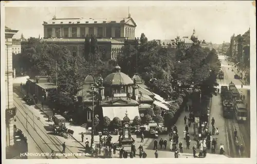 Ansichtskarte Hannover Kröpcke Georgstraße - Straßenbahn 1928