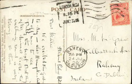 Postcard Kew-London ROSE PERGOLA NEAR THE ROCK GARDEN KEW GARDENS 1910