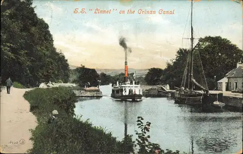 Postcard Lochgilphead Ceann Loch Gilb Dampfer S.S. Linnet 1910